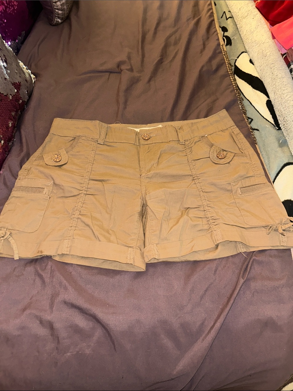 1st Kiss Women's Cargo Shorts in Khaki Tan